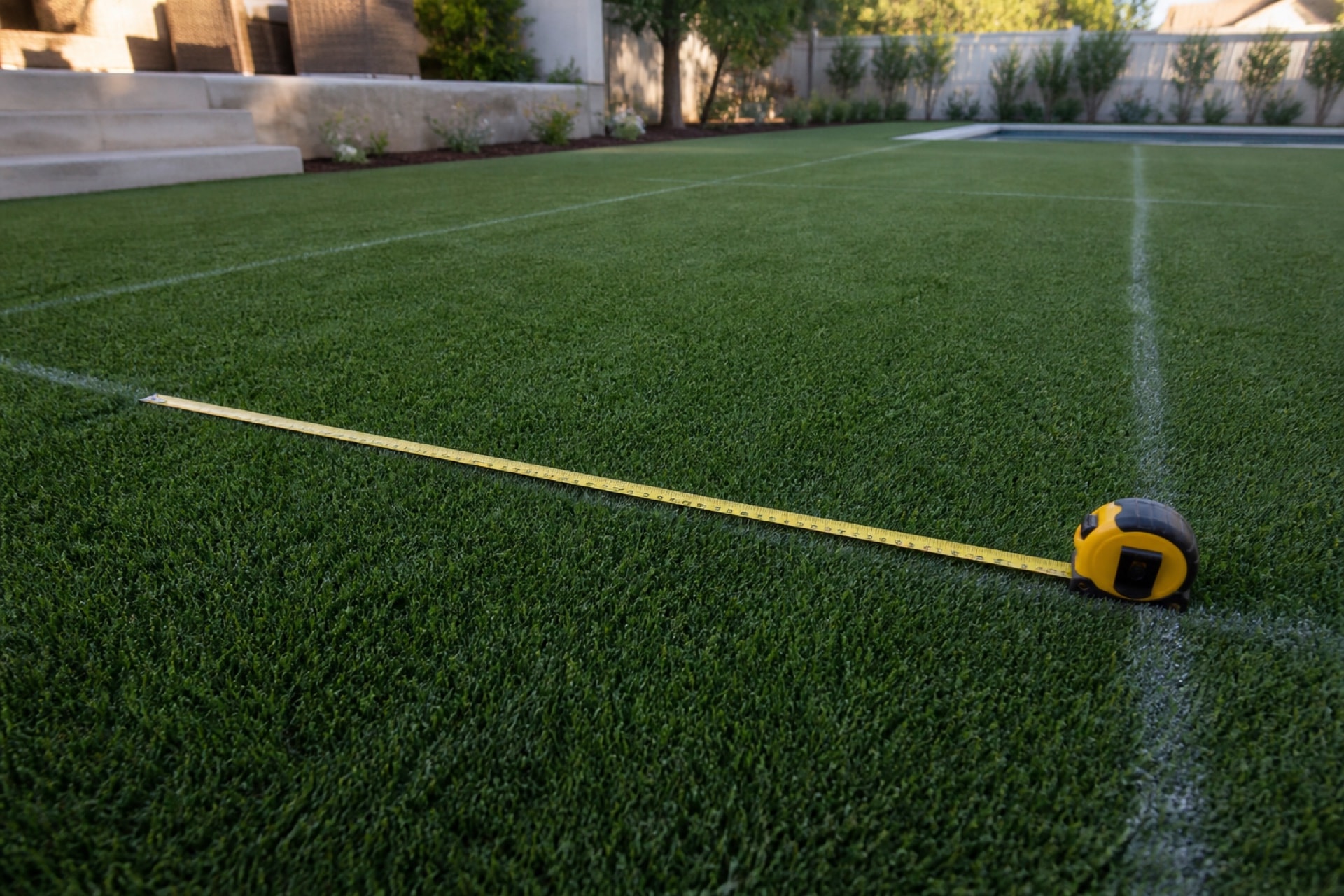 Measuring a finished turf lawn for a project quote
